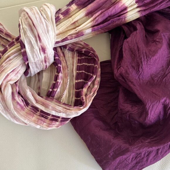 New Purple Tie-Dye Silky Scarf - Picture 3 of 6